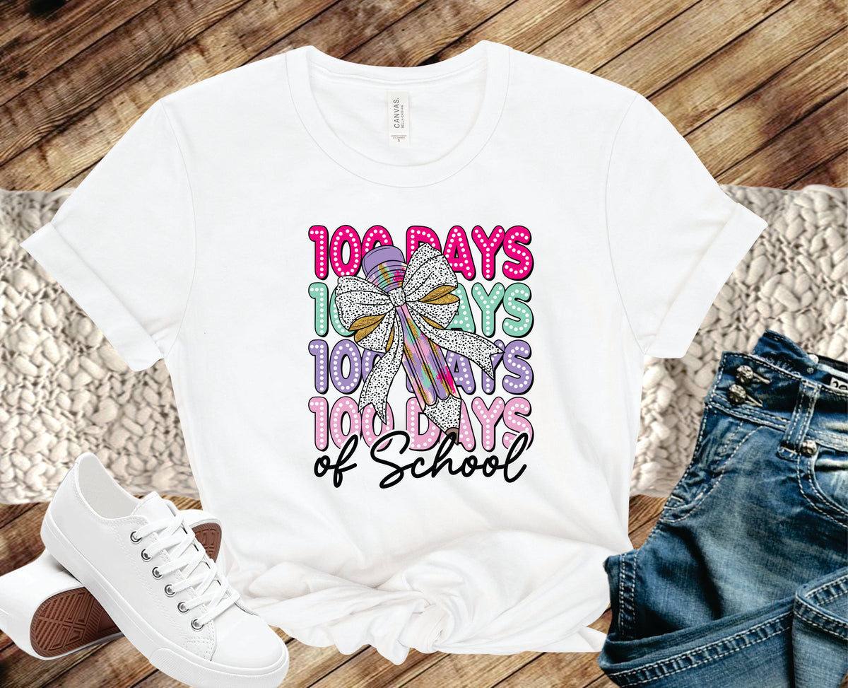 100 Days Of School Dalmation Bow Pencil - Transfer