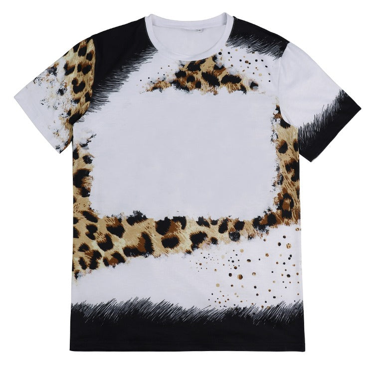 Polyester Bleach T-Shirt -Brown Leopard