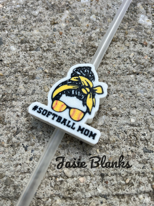 #softball mama - Straw Topper