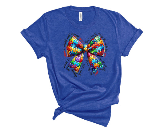 Autism Awarness Bow - Transfer
