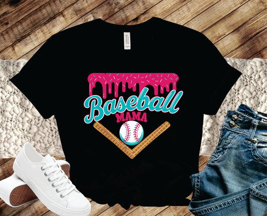 Baseball Mama Pink Ice Cream Drip - Transfer