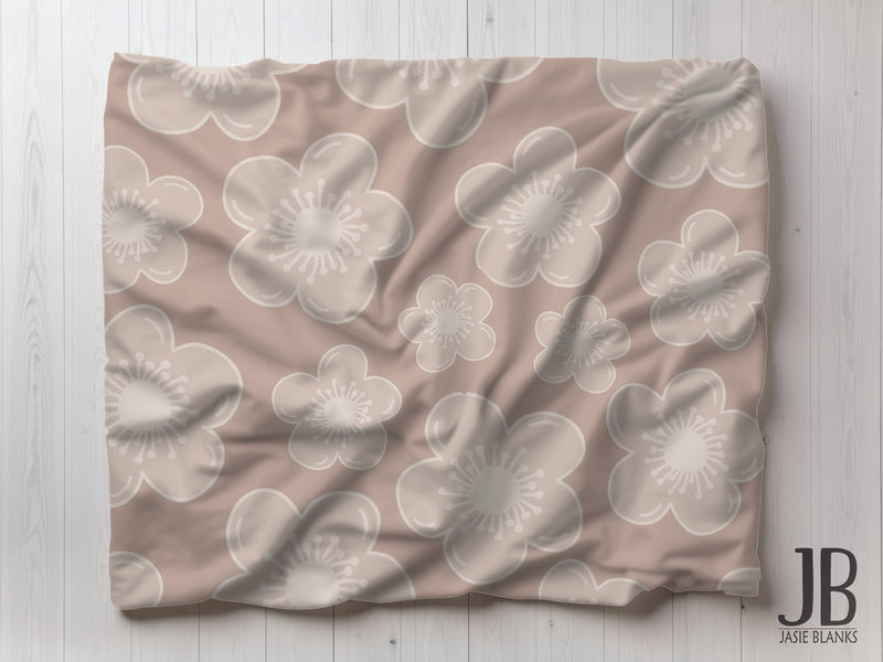 Beige Flower Plush Blanket