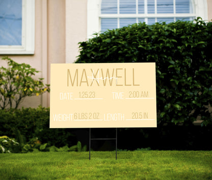 Pastel Birth Announcement Yard Sign