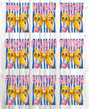 Blue Striped Pencil Bow Grade - Transfer