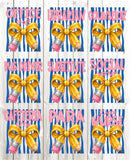Blue Striped Pencil Bow Grade - Transfer