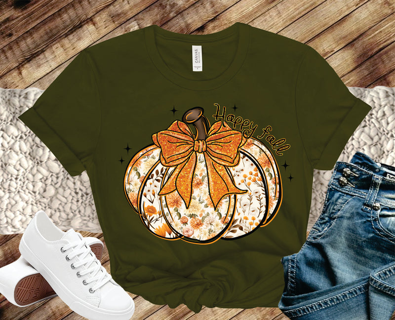 Boho Floral Pumpkin Happy Fall - Transfer