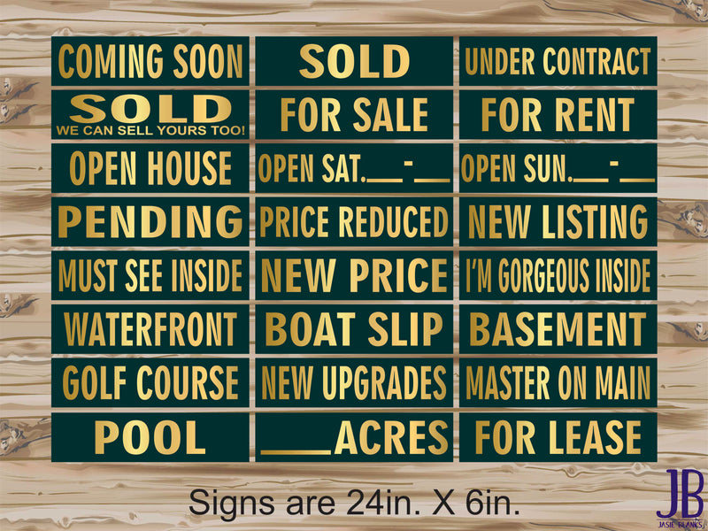Real Estate Riders - DARK GREEN & GOLD - DOUBLE SIDED