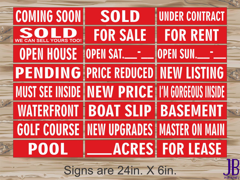 Real Estate Riders - White Letters Red Background- DOUBLE SIDED