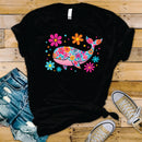 Bright Floral Whale- Transfer