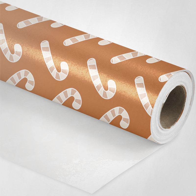 Brown Candy Canes Wrapping Paper