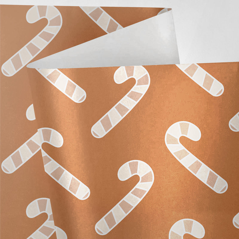 Brown Candy Canes Wrapping Paper