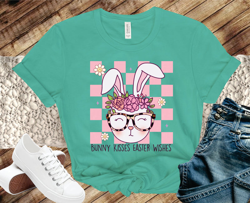 Bunny Kisses & Easter Wishes Checkered - Transfer
