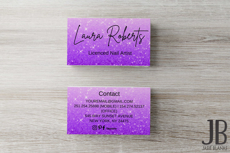 Purple Glitter Business Card