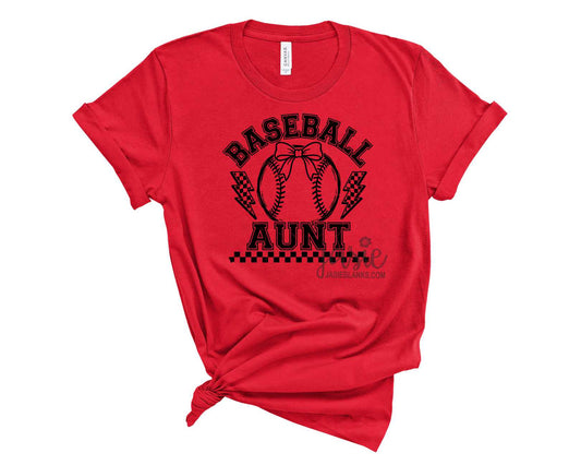 Checkered Bolt Baseball Aunt - Transfer