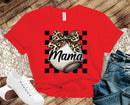 Checkered Leopard Bow Baseball Mama - Transfer