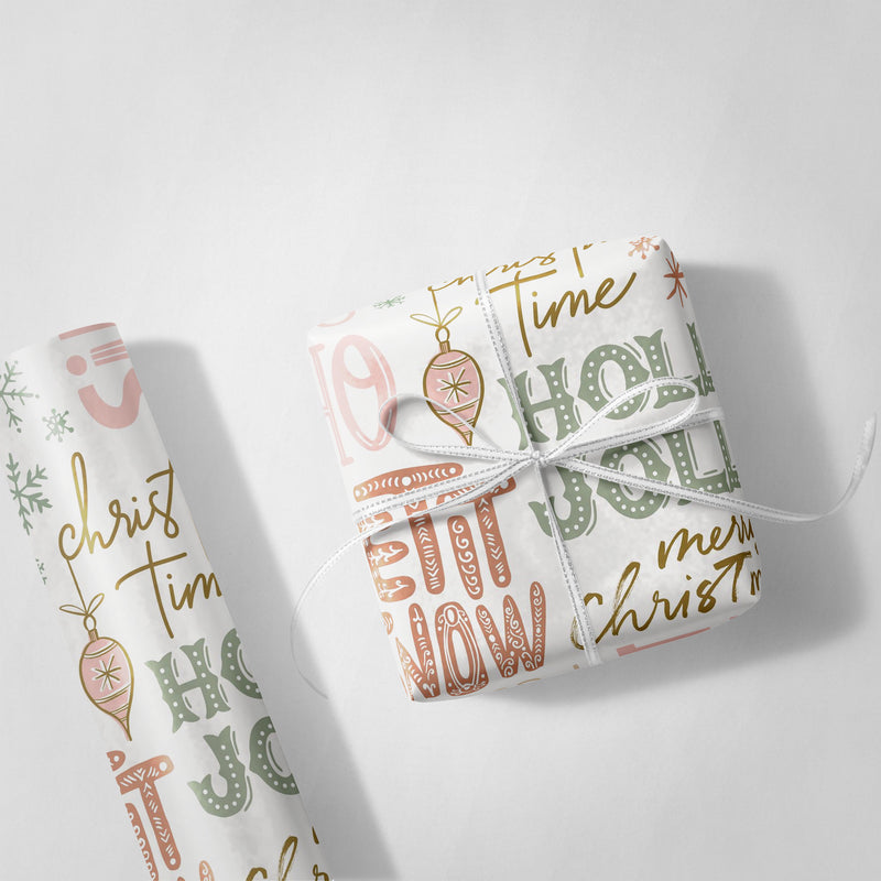 Christmas Phrases Wrapping Paper