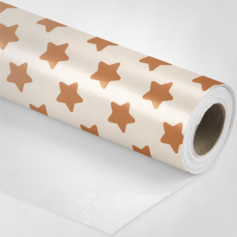 White and Gold Stars Wrapping Paper
