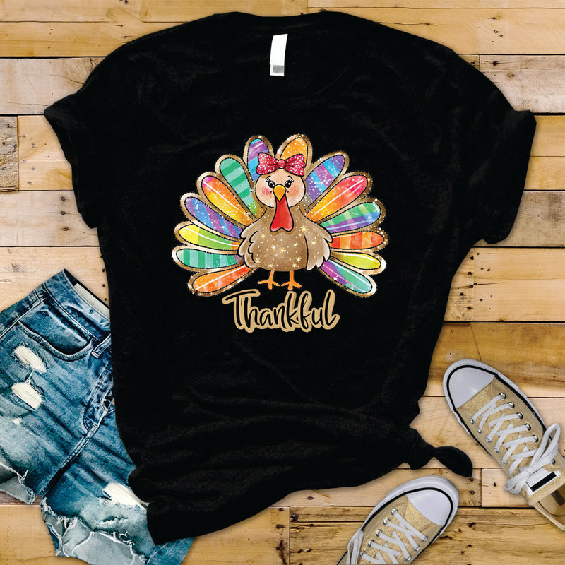 Colorful Coquette Glitter Turkey - Transfer