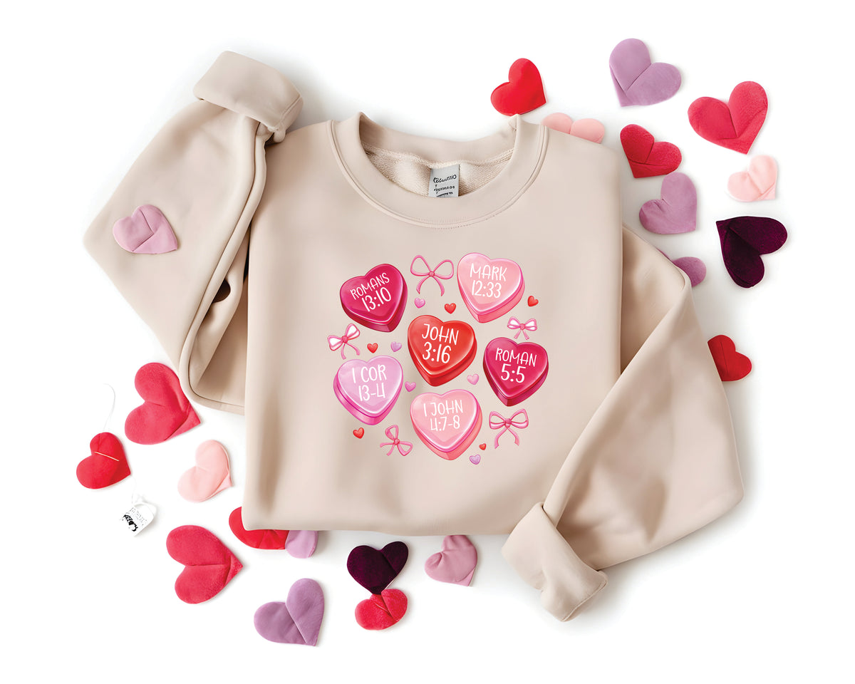 Coquette Bible Verse Candy Hearts - Transfer