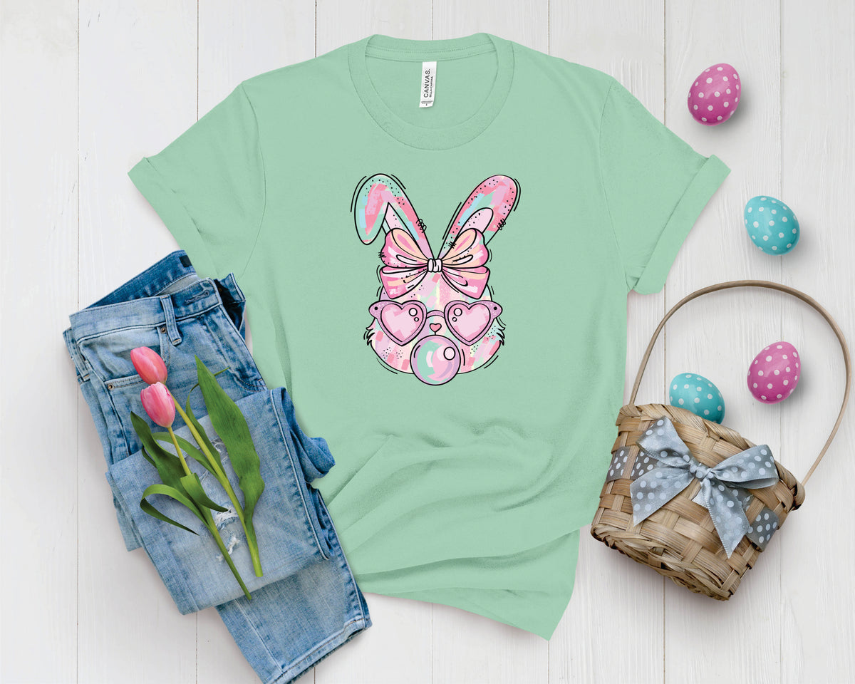 Coquette Bright Brushstroke Bubblegum Bunny - Transfer