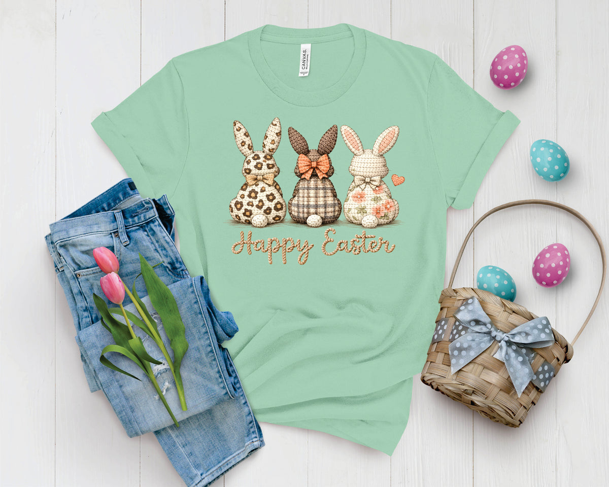Coquette Happy Easter Leopard Floral Bunnies  - Transfer
