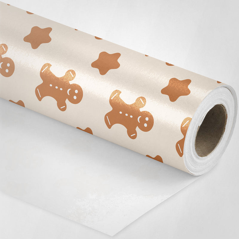 White with Gingerbread Stars Wrapping Paper