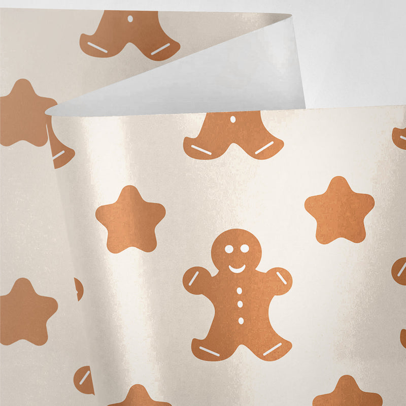 White with Gingerbread Stars Wrapping Paper