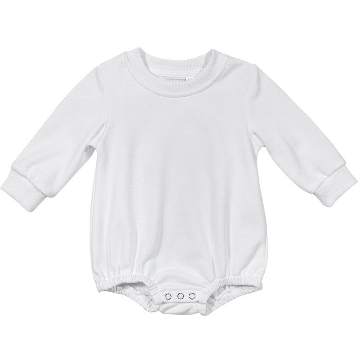 Polyester Sweatshirt Bubble Romper - Cream