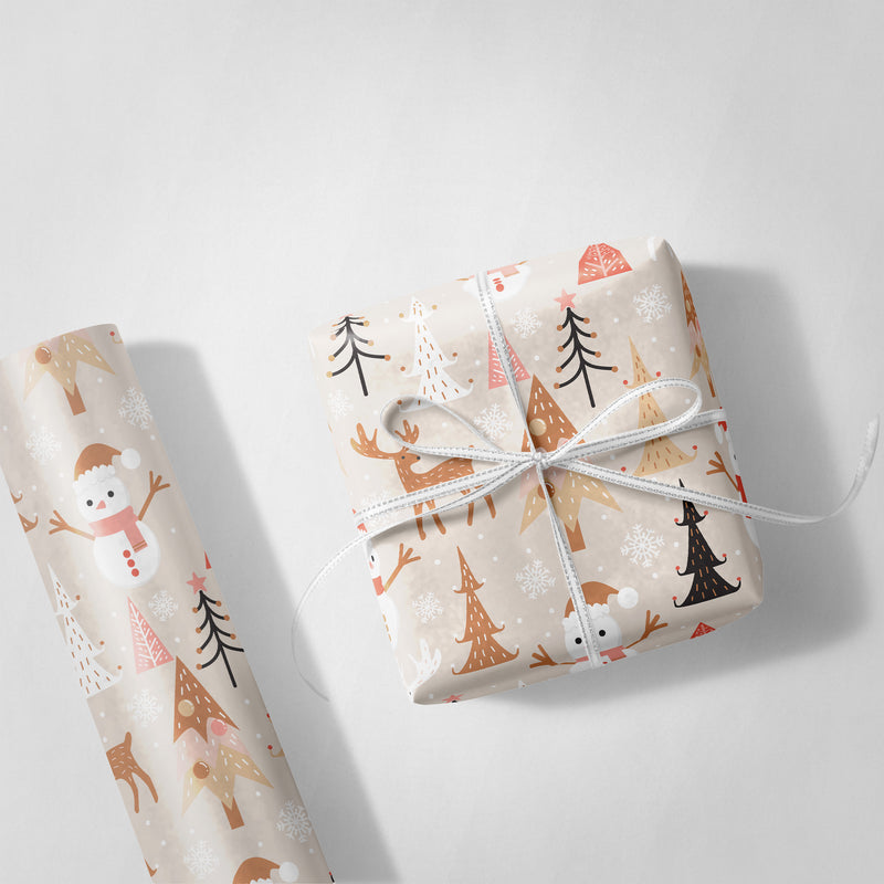 Deer and Snowmen Wrapping Paper