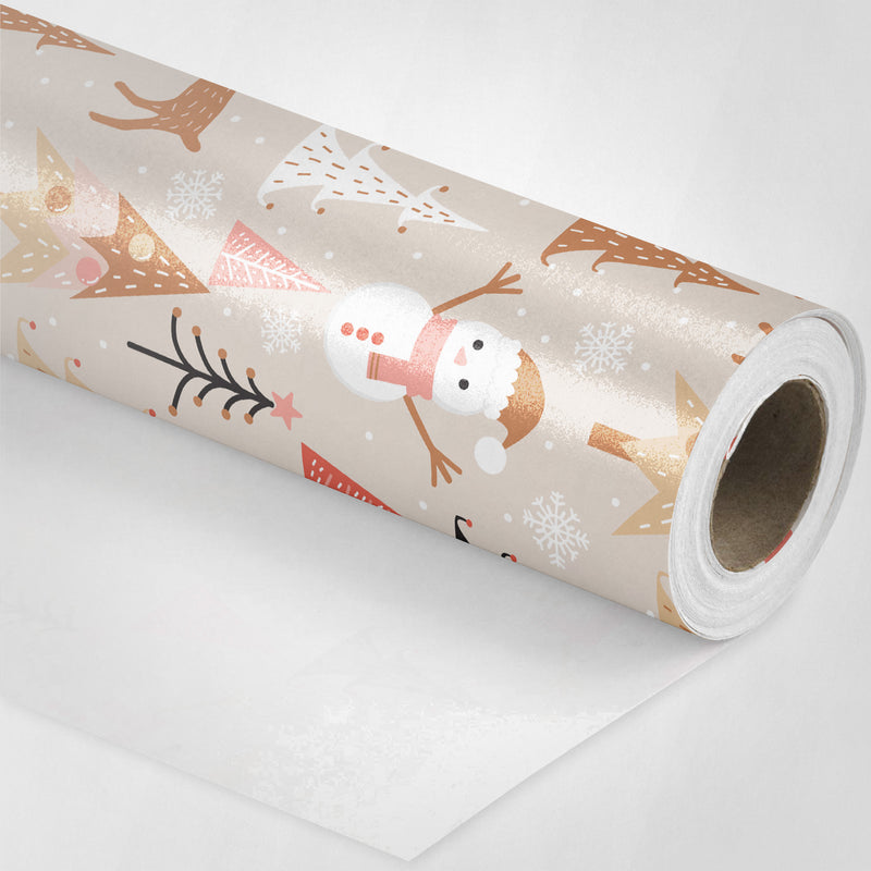 Deer and Snowmen Wrapping Paper