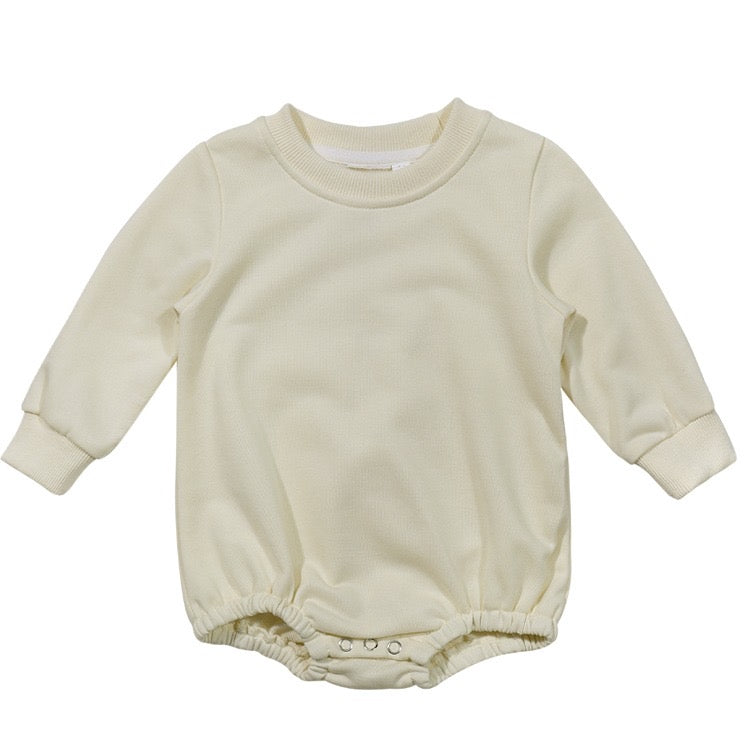 Polyester Sweatshirt Bubble Romper - Beige