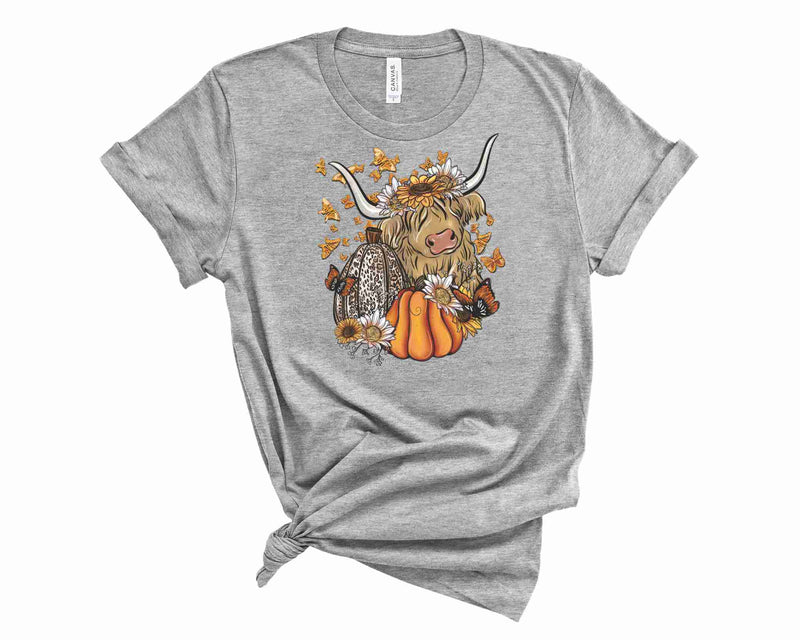 Fall Highland Cow With Butterflies  - Transfer