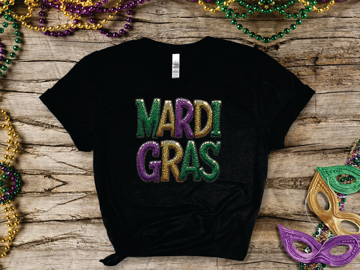 Faux Glitter Mardi Gras - Transfer