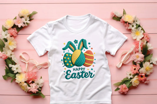Faux Yarn Happy Easter Eggs - Transfer
