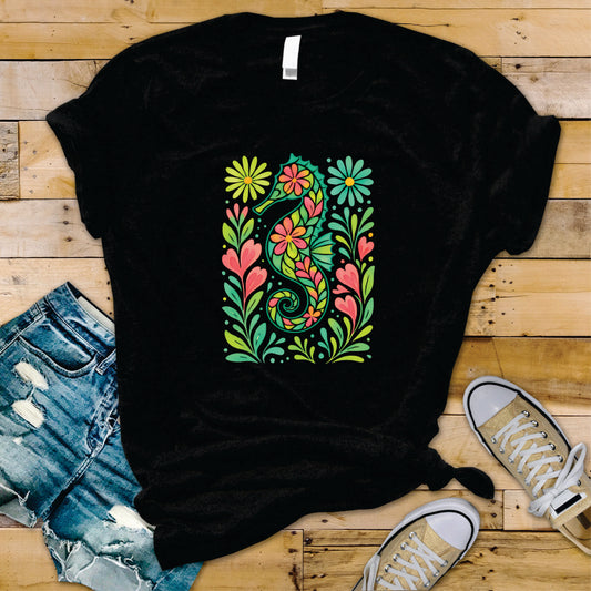 Floral Seahorse- Transfer