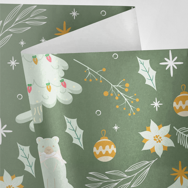 Mint and Green Christmas Wrapping Paper