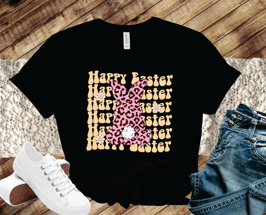 Happy Easter Stacked Leopard Bunny - Transfer