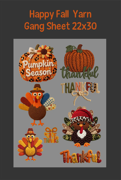 Happy Fall Yarn Gang Sheet 22x30