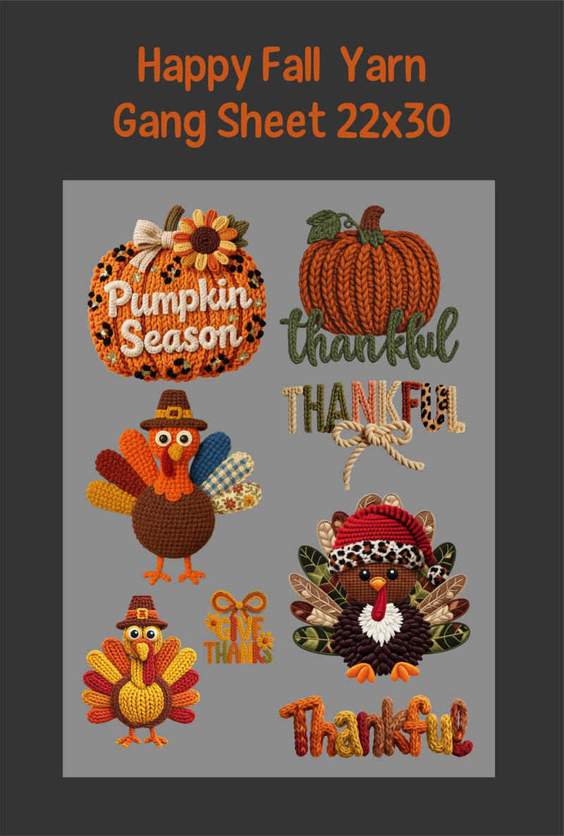 Happy Fall Yarn Gang Sheet 22x30