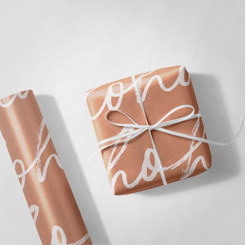 Hohoho Orange Wrapping Paper