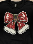 Sequin Coquette Santa Bow Patch - Transfer