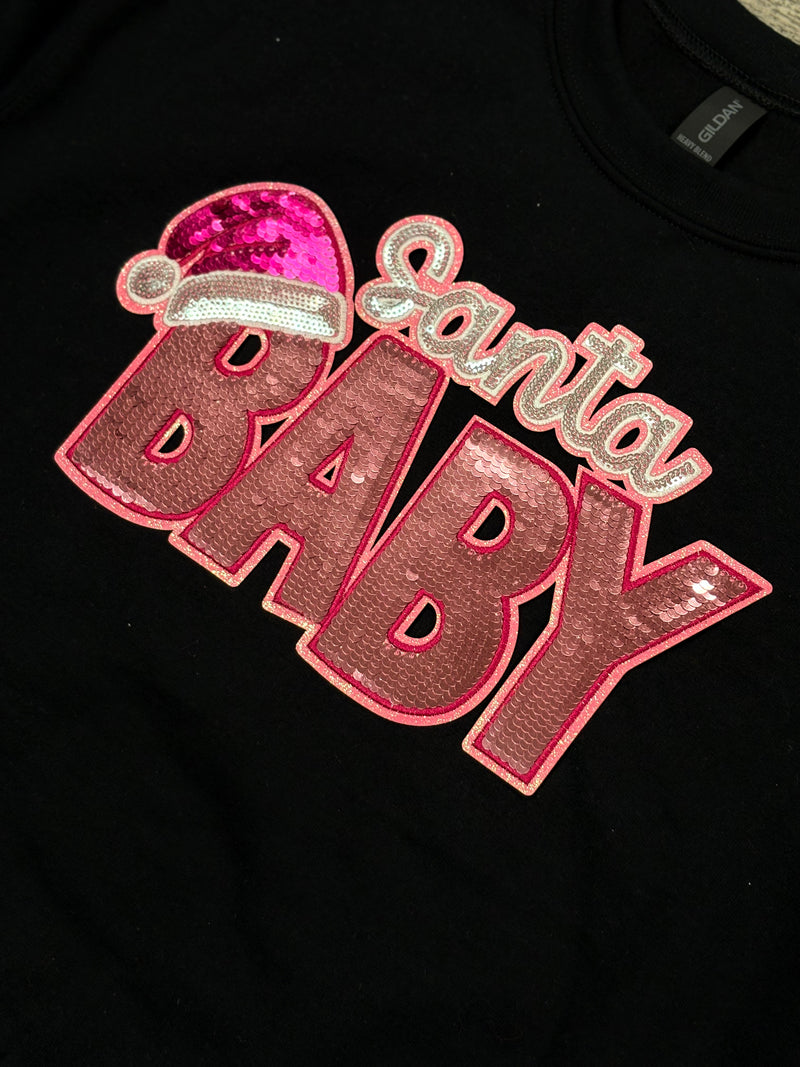 Sequin Santa Baby Pink Patch - Transfer