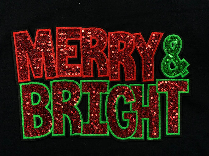Sequin Merry & Bright Patch - Transfer