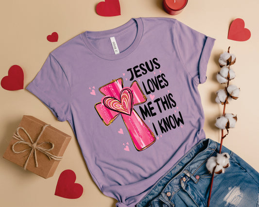 Jesus Loves Me Brushstroke Cross - Transfer