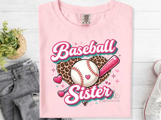 Leopard Heart Baseball Sister - Transfer