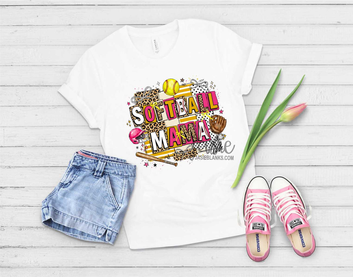 Leopard and Pink Softball Mama - Transfer