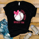 Little Sister Biggest Fan Pink Bow - Transfer