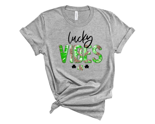 Lucky Vibes Green Tie Dye Leopard - Transfer