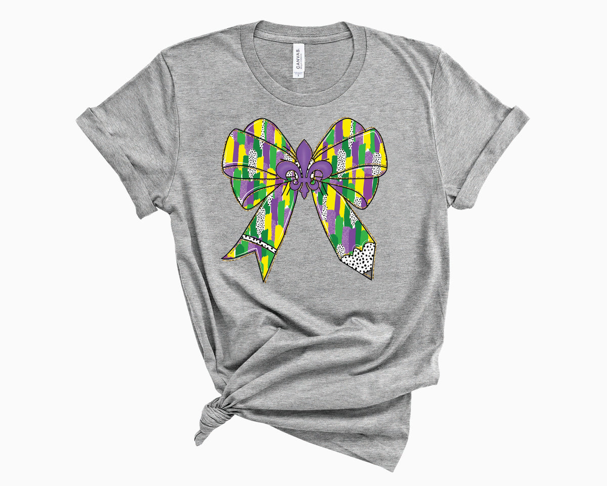 Mardi Gras Pencil Bow - Transfer