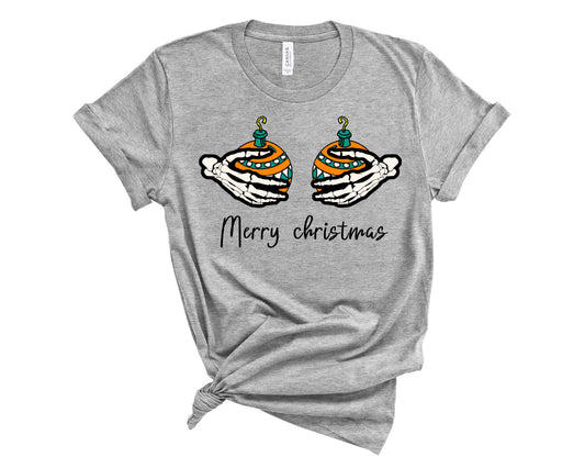Merry Christmas Skeleton Hands & Ornaments - Transfer